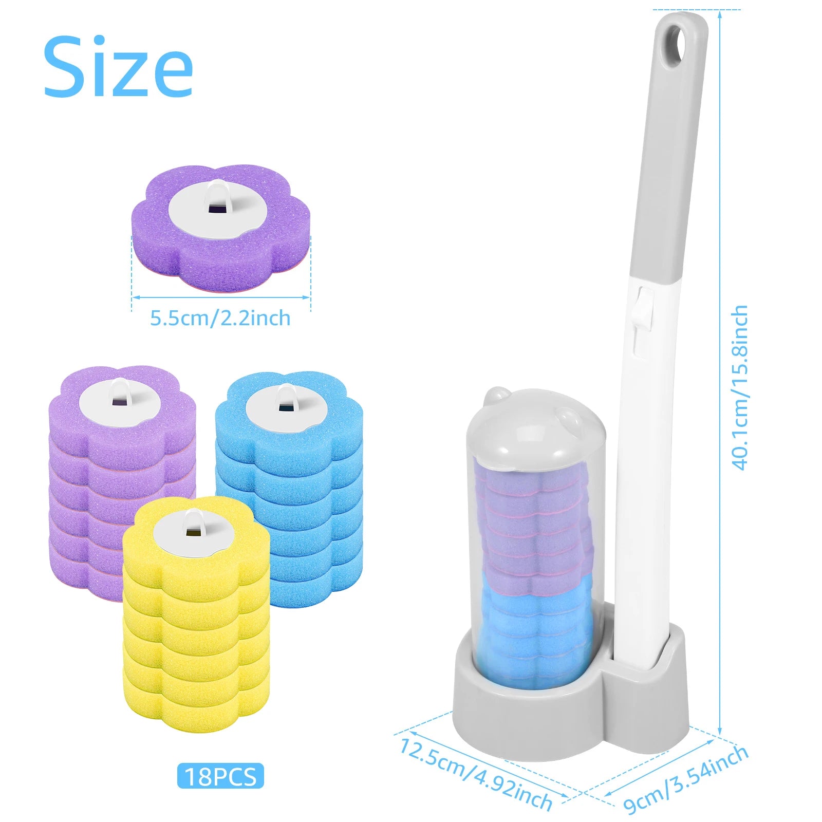 24/72Pcs Disposable Toilet Brush Long Handle Wall-mounted Wc Cleaning Tool Kit with Replaceable Brush Head Bathroom Accessories