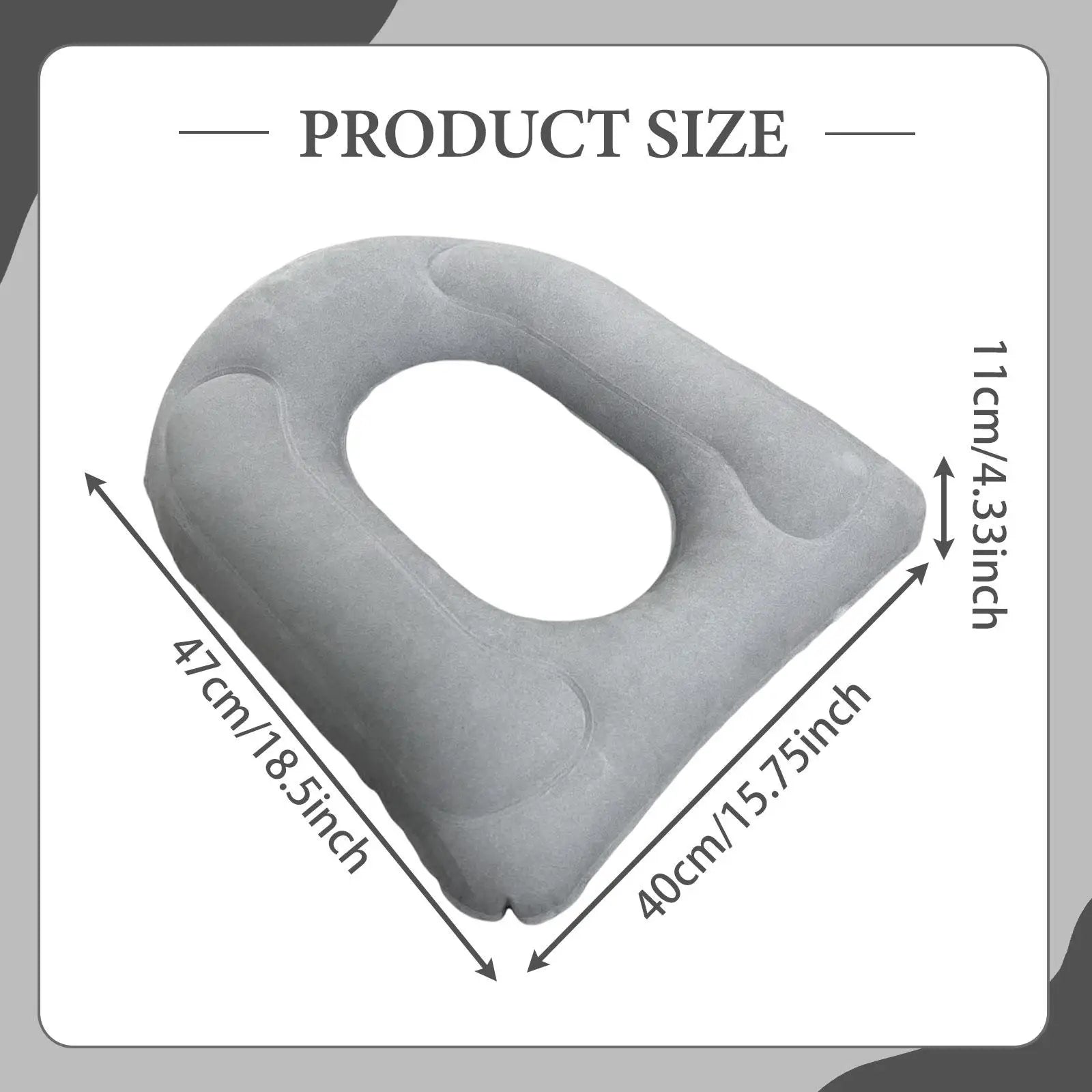 Inflatable Raised Toilet Seat with Suction Cups Portable Comfortable Travel Toilet Cushion for Elderly/Seniors with Storage Bag