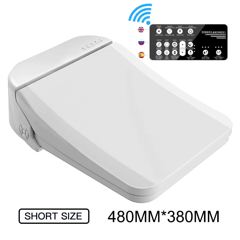 FOHEEL Smart Toilet Seat Bidet Seat Electronic Toilet Seat Air Drying Seat Heating Functions Black Remote Control Square Seat