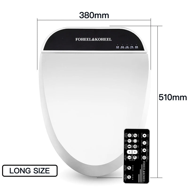 FOHEEL Smart Toilet Seat Bidet Seat Electronic Toilet Seat Air Drying Seat Heating Functions Black Remote Control Square Seat