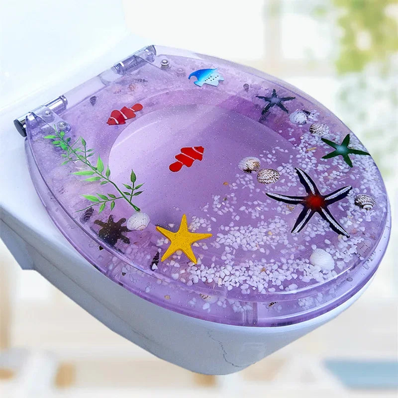 Beautiful Resin Toilet Seat Cover Stainless Steel Slow Down Toilet Cover Mute Thickened U/V/O Universal tapa de baño wc