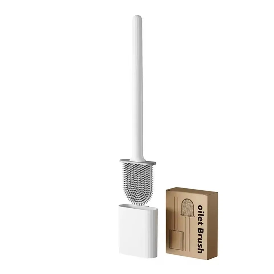 Light luxury Silicone Toilet Brush with Long Handle Flexible Cleane MINI Bathroom Brush Quick Drying Holder Bathroom Accessories