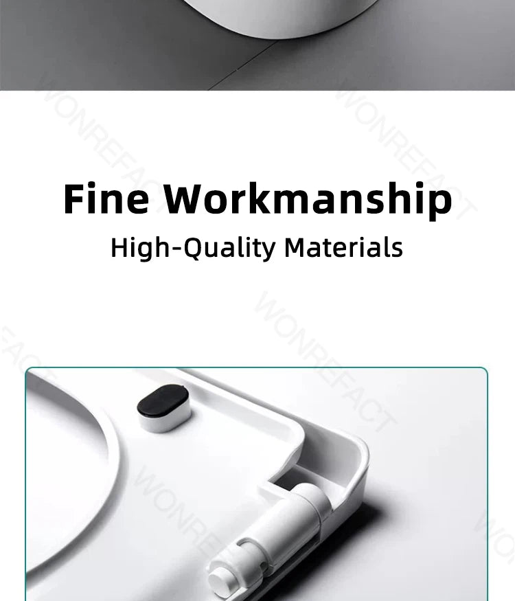 Bathroom Toilet Lid Easy Installation Widened Arc Toilet Lid Round Toilet Seat Elongated Oval Seat Silent Closed Seat(White)