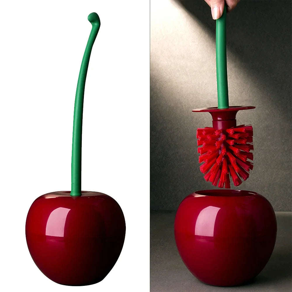 Cherry Shaped Bathroom Cleaning Brush Long Handle Toilet Cleaning Brush with Holder Stains Removal Tool Bathroom Accessories