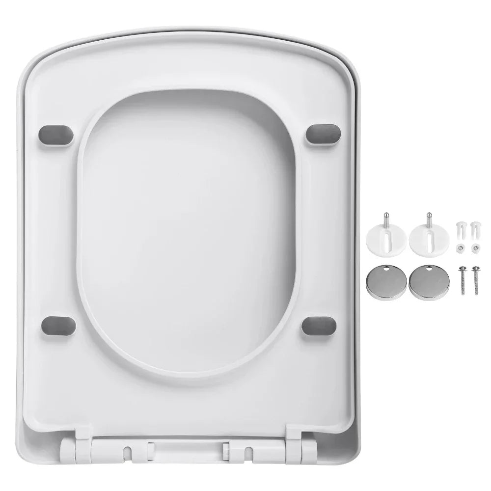 Square Slow-Close Toilet Seat Lid Cover Set Quick Release Thicken Replacement Universal Easy Installation For Home