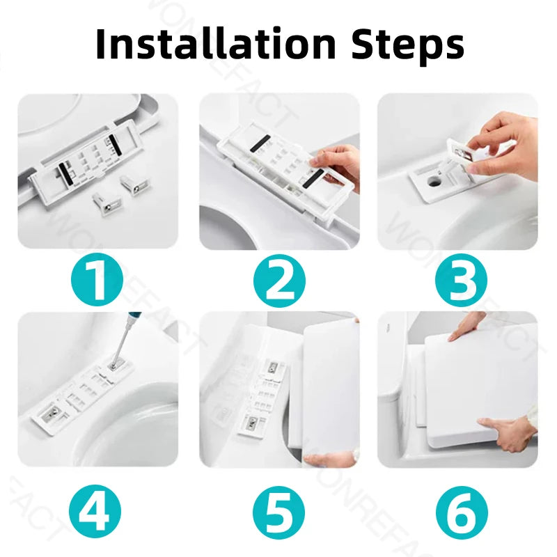 Bathroom Toilet Lid Easy Installation Widened Arc Toilet Lid Round Toilet Seat Elongated Oval Seat Silent Closed Seat(White)