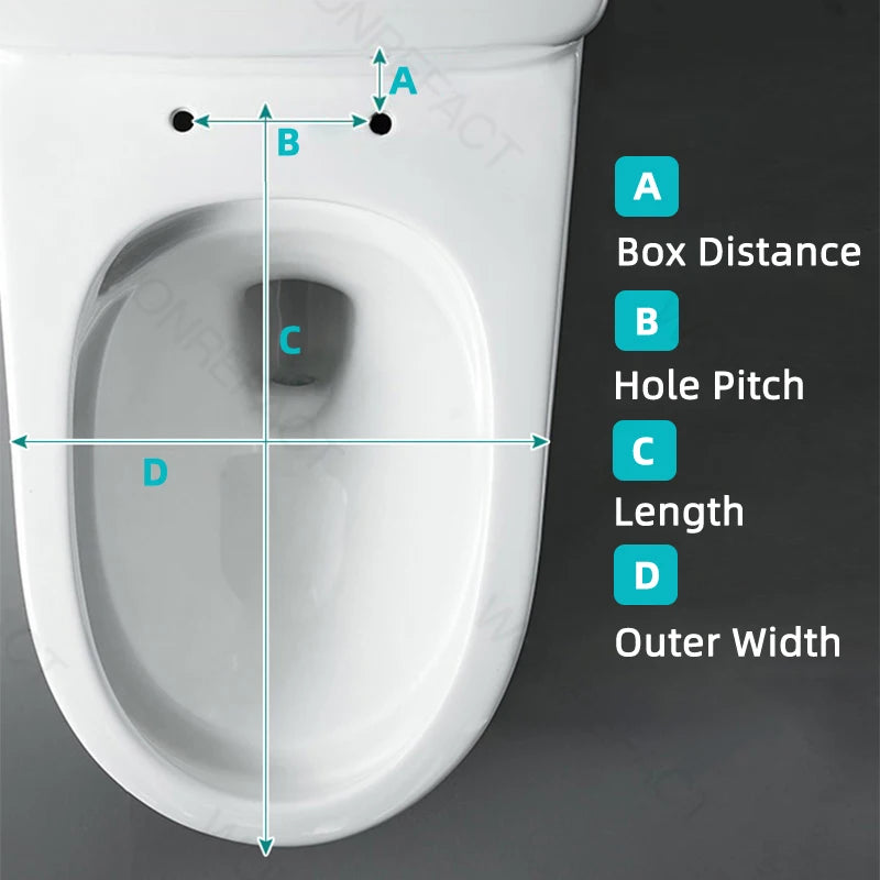 Bathroom Toilet Lid Easy Installation Widened Arc Toilet Lid Round Toilet Seat Elongated Oval Seat Silent Closed Seat(White)