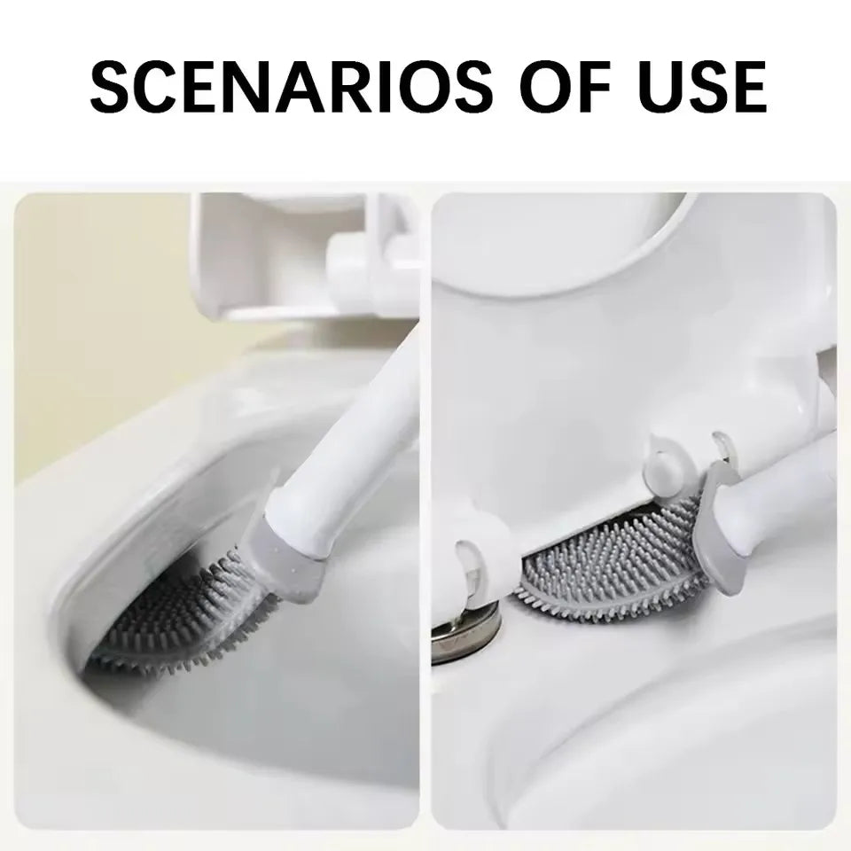 Silicone Toilet Brush With Holder Wall-Mounted Toilet Cleaning Brush Rubber Bristle Toilet Cleaner Brushes Bathroom Accessories