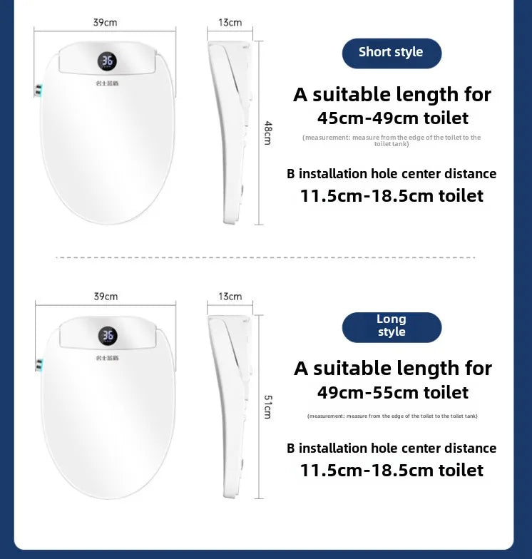 Self-Cleaning Smart Toilet Seat Cover with Remote Control and Water Pressure Limitation-Free