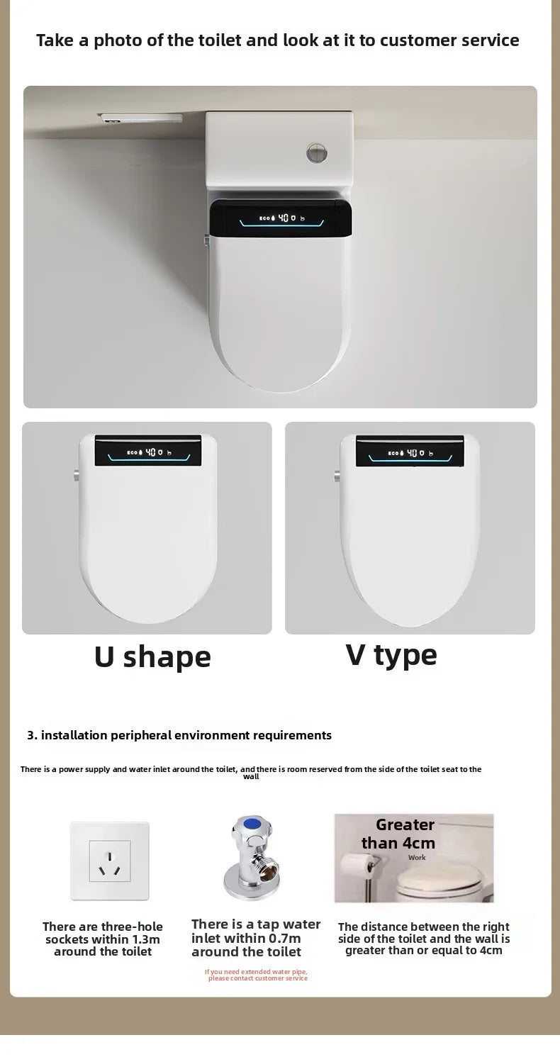 Smart Toilet Seat Cover with Aroma Automatic Flip Voice Control Remote Bidet Wash Dryer