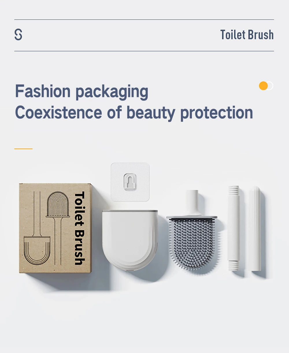 Toilet Brush Silicone Toilet Cleaning Brush Wall Mounted Toilet Cleaner Brooms Set Modern WC Kit Beauty Bathroom Accessories