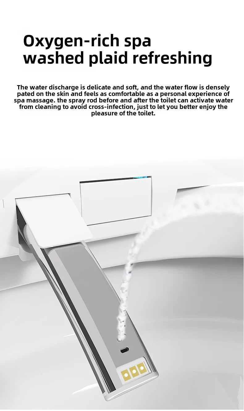 Smart Toilet Seat Cover with Instant Heating, Multi-function Wash, Foam Shield, Electric Bidet Lid for Household Bathroom