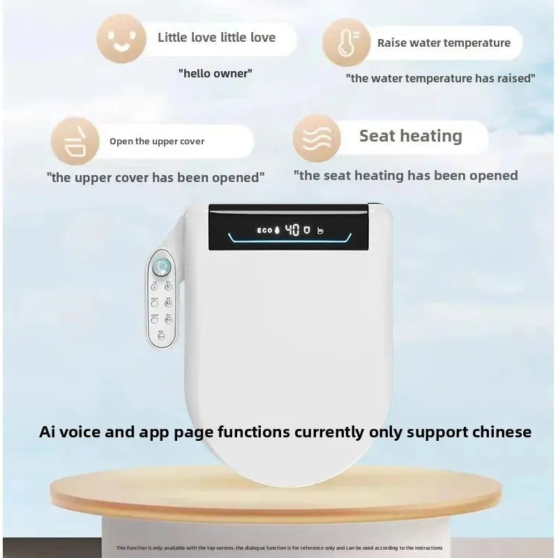 Smart Toilet Seat Cover with Instant Heating, Multi-function Wash, Foam Shield, Electric Bidet Lid for Household Bathroom