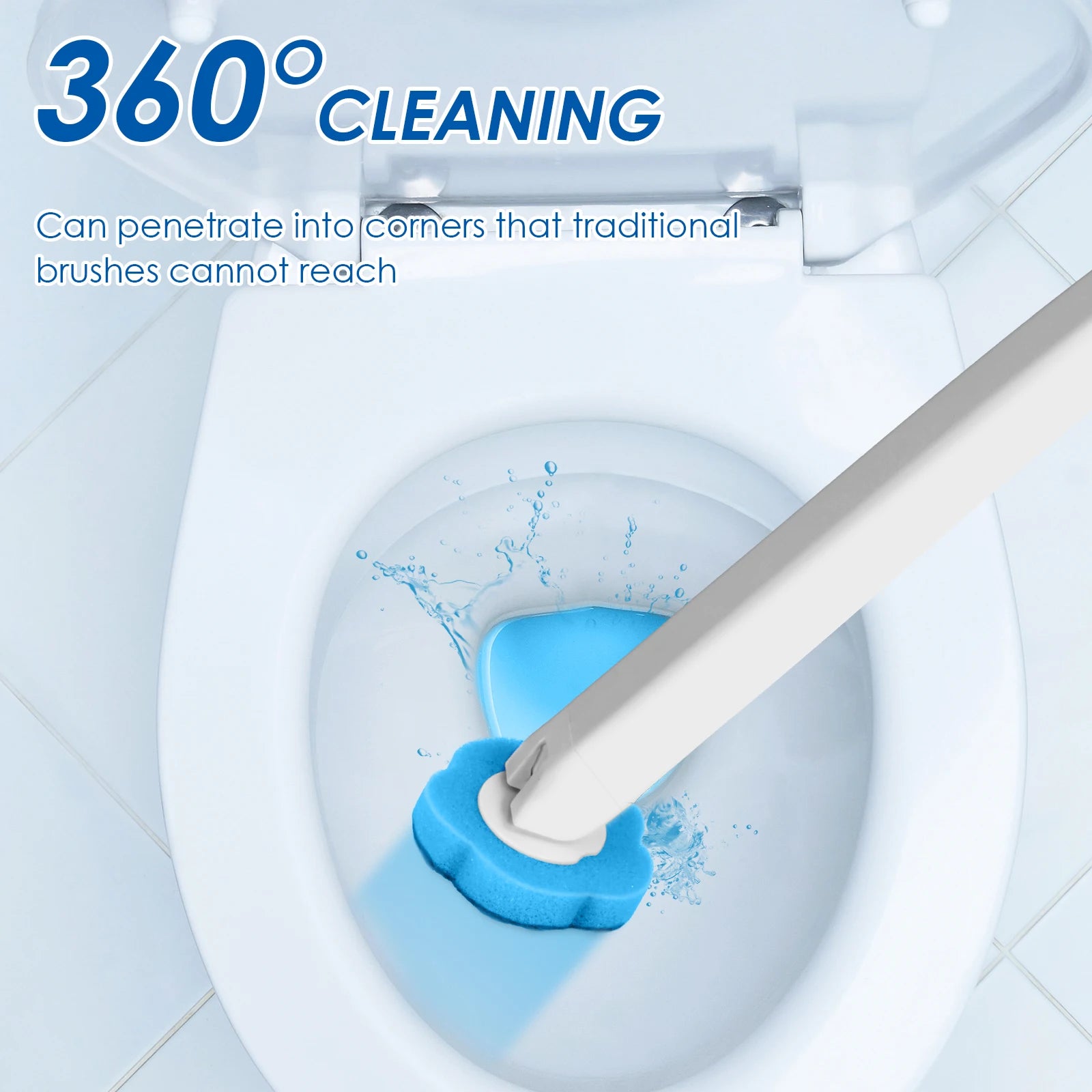 Toilet Wand Kit Wall Mounted Toilet Brush Set with 24 Replacement Brush Heads 360° Bathroom Effective Cleaning Tool for Home