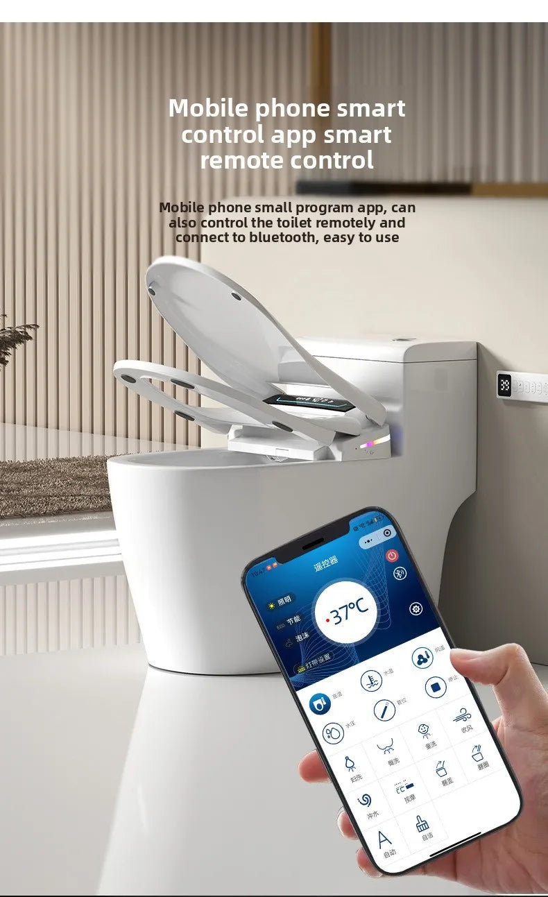 Smart Toilet Seat Cover with Aroma Automatic Flip Voice Control Remote Bidet Wash Dryer