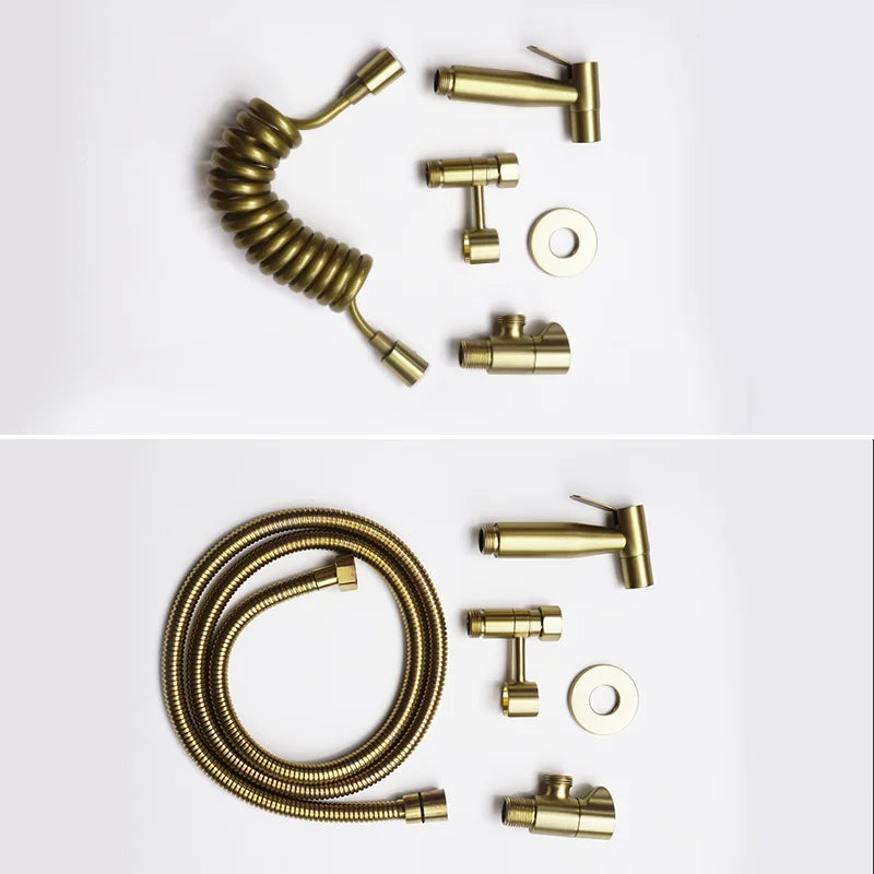 Brushed Gold Handheld Toilet Seat Bathtub Sprayer Stainless Steel Shower Handheld Spray Gun Wall-Mounted Bathroom Accessories
