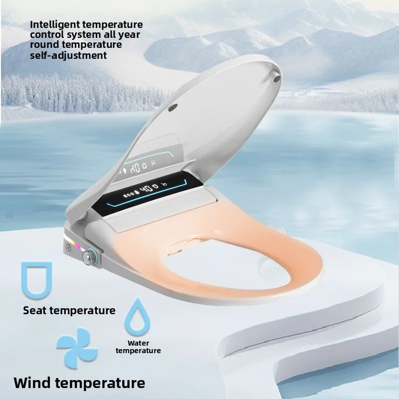 Smart Toilet Seat Cover with Aroma Automatic Flip Voice Control Remote Bidet Wash Dryer