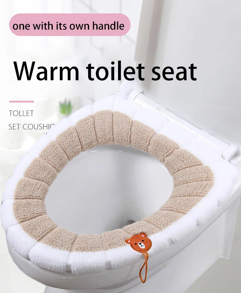 1PC Warm Comfy Toilet Seat Cover Bathroom Toilet Seat Closestool Washable Soft Warmer Mat Cover Pad Cushion Tapa WC Mat F1128