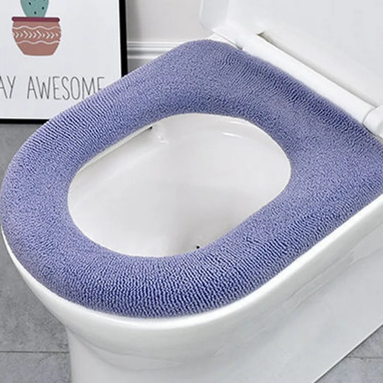 Winter Warm Toilet Seat Cover Mat Bathroom Toilet Pad Cushion with Handle Thicker Soft Washable Closestool Warmer Accessories