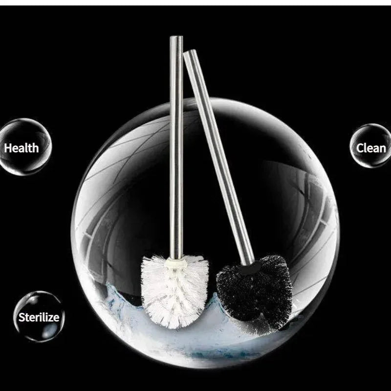 1/2pcs Japanese Minimalist Toilet Brush with Stainless Steel Handle Premium Brush Head for Bathroom Cleaning
