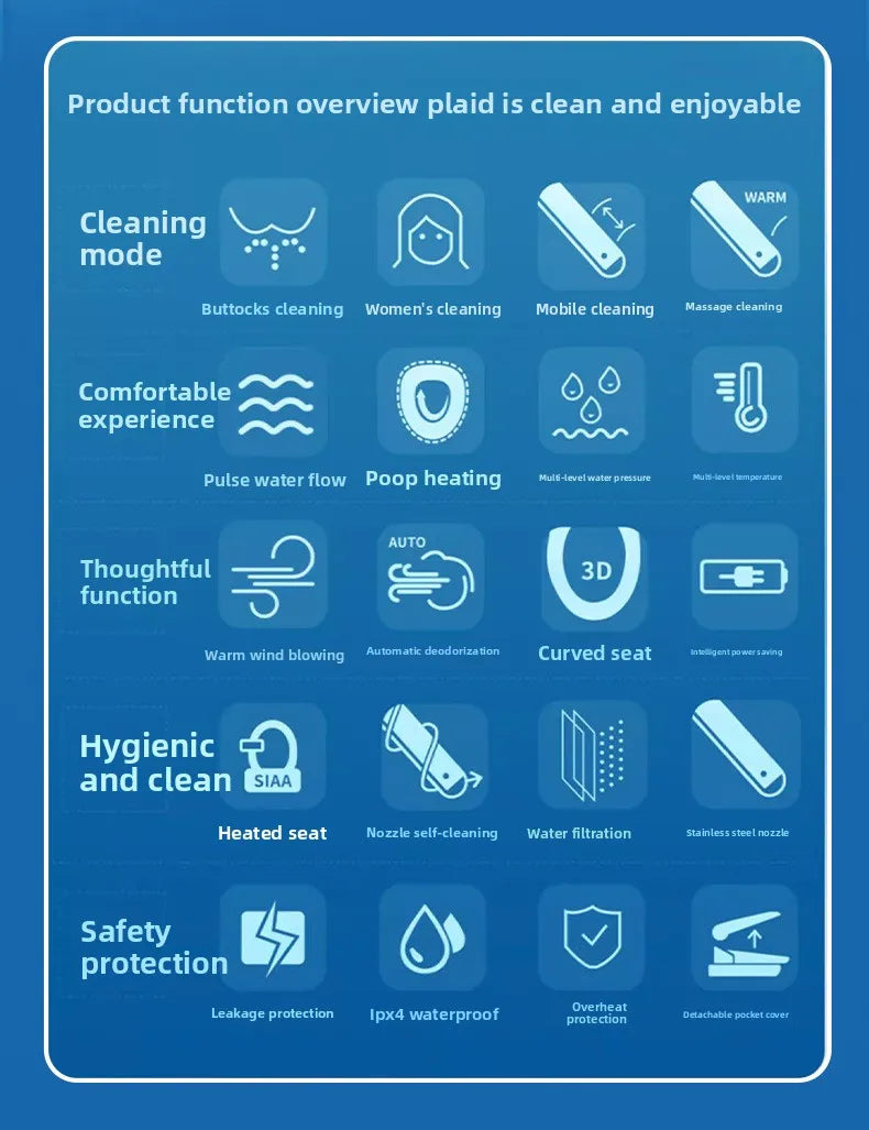 Smart Toilet Seat Cover Auto Flip Heating 110V 220V Bidet Dryer UV Shape for Home