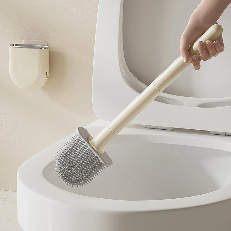 Hot Sale Gap Clean Toilet Brush with Detachable Handle Flat Head Flexible Soft Bristles Brush Water Leak Proof Cleaning Brushe