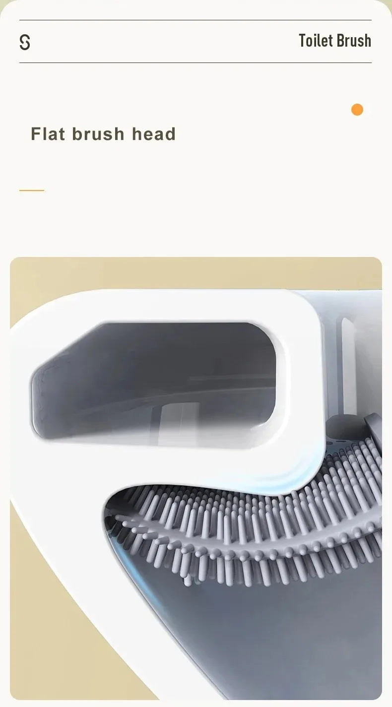 1Pcs Wall-mounted Soft Silicone Drain Toilet Brush With No Dead Ends Removable Handle To Save Space Toilet Cleaning Brush