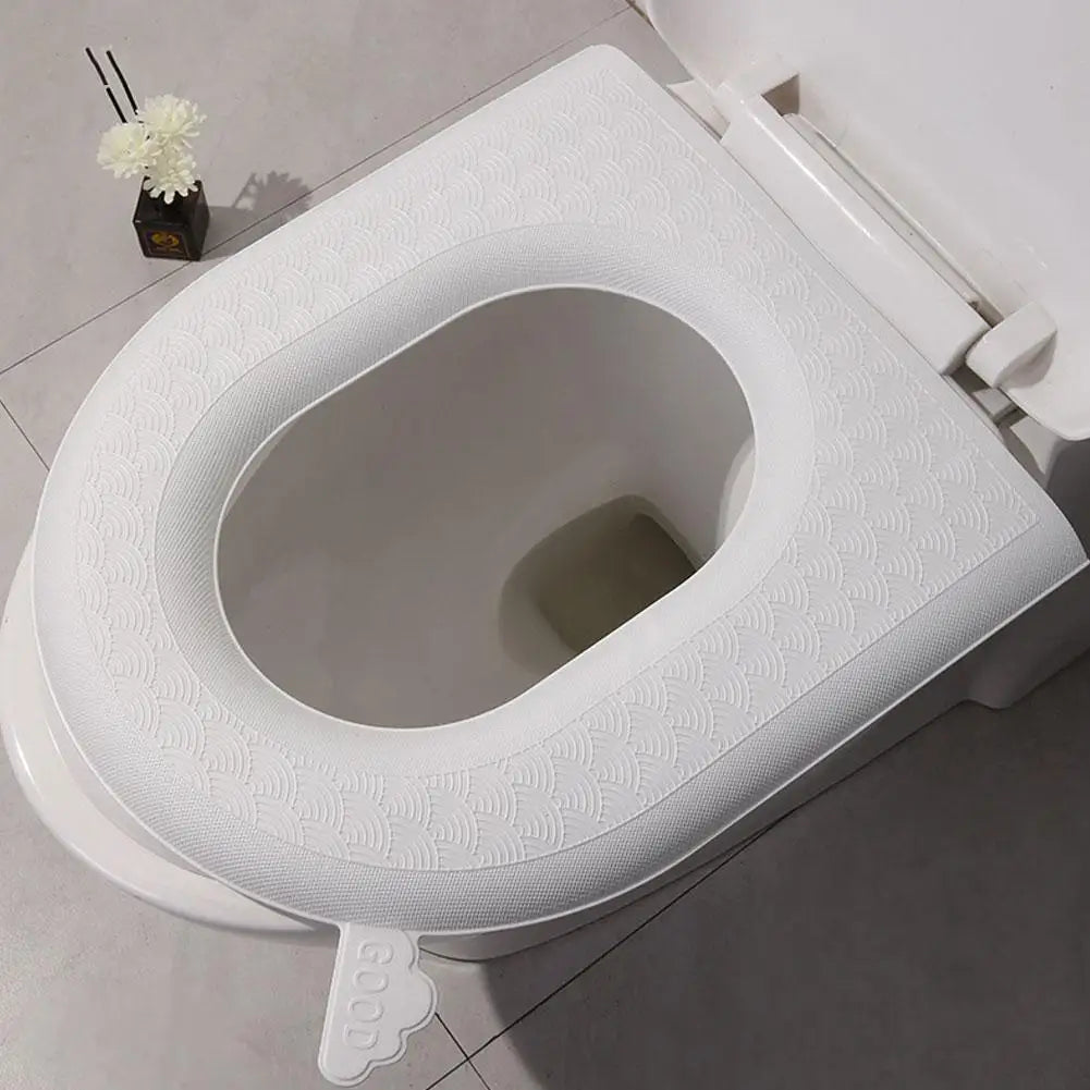 Toilet Seat Cover Soft Waterproof EVA Toilet Cushion Sticker Winter Warm Bathroom Close Stool Protector Bathroom Accessories