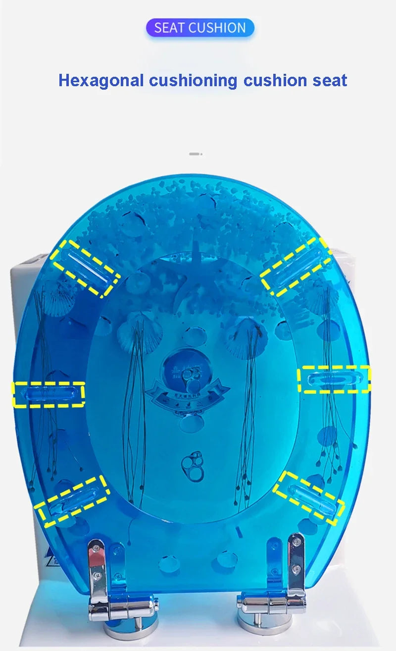 Beautiful Resin Toilet Seat Cover Stainless Steel Slow Down Toilet Cover Mute Thickened U/V/O Universal tapa de baño wc