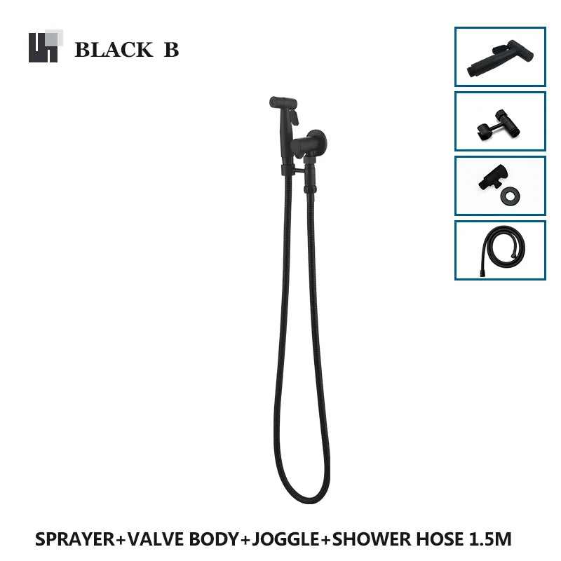 Brushed Gold Handheld Toilet Seat Bathtub Sprayer Stainless Steel Shower Handheld Spray Gun Wall-Mounted Bathroom Accessories