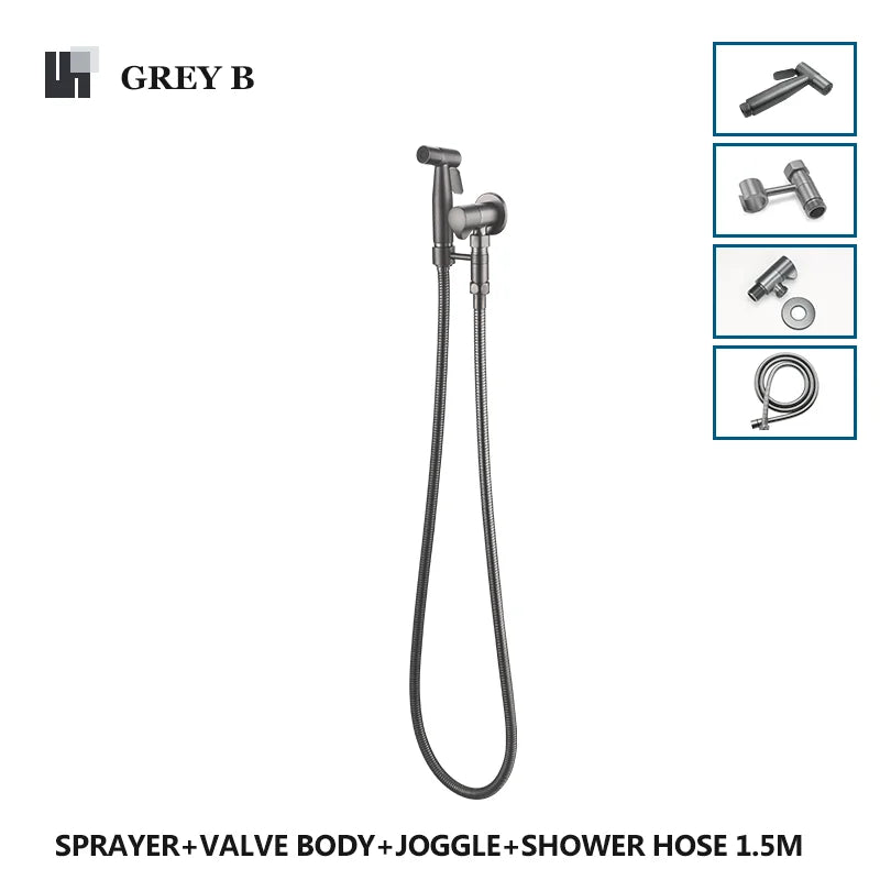 Brushed Gold Handheld Toilet Seat Bathtub Sprayer Stainless Steel Shower Handheld Spray Gun Wall-Mounted Bathroom Accessories