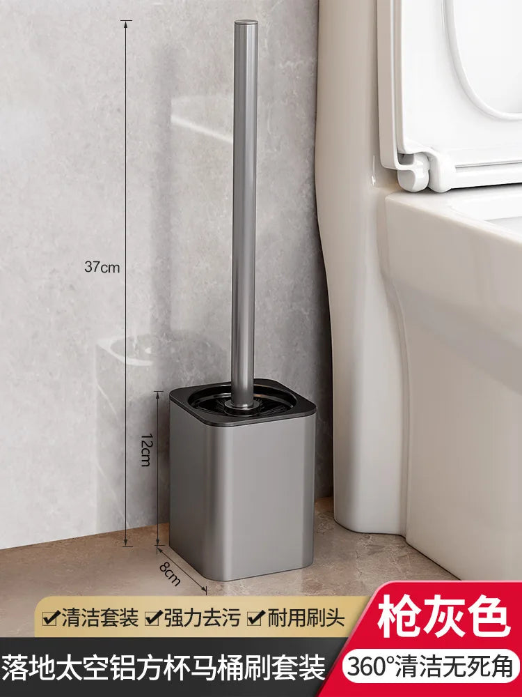 Space Aluminum Toilet Brush No Dead Angle Cleaning Wall Hanging Perforation-free Toilet Brush Escobilla Wc Toilet Cleaner Home