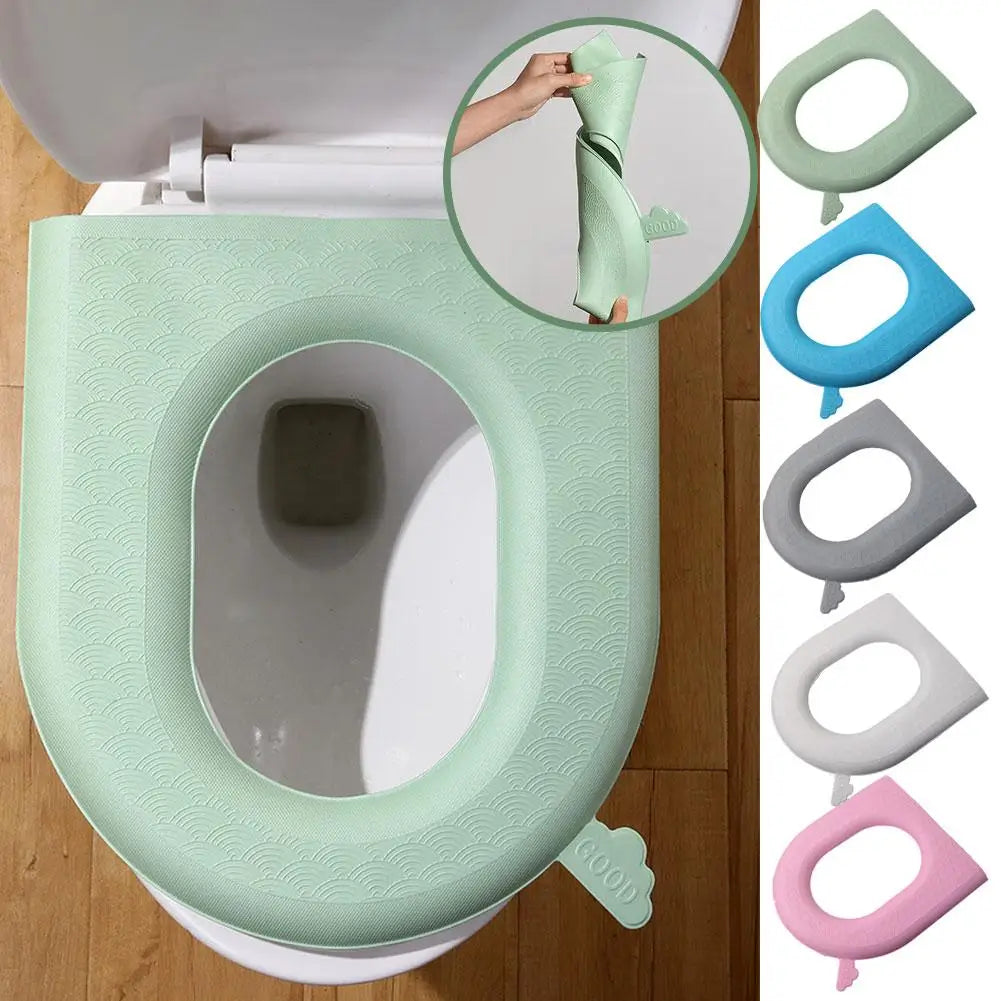 Toilet Seat Cover Soft Waterproof EVA Toilet Cushion Sticker Winter Warm Bathroom Close Stool Protector Bathroom Accessories