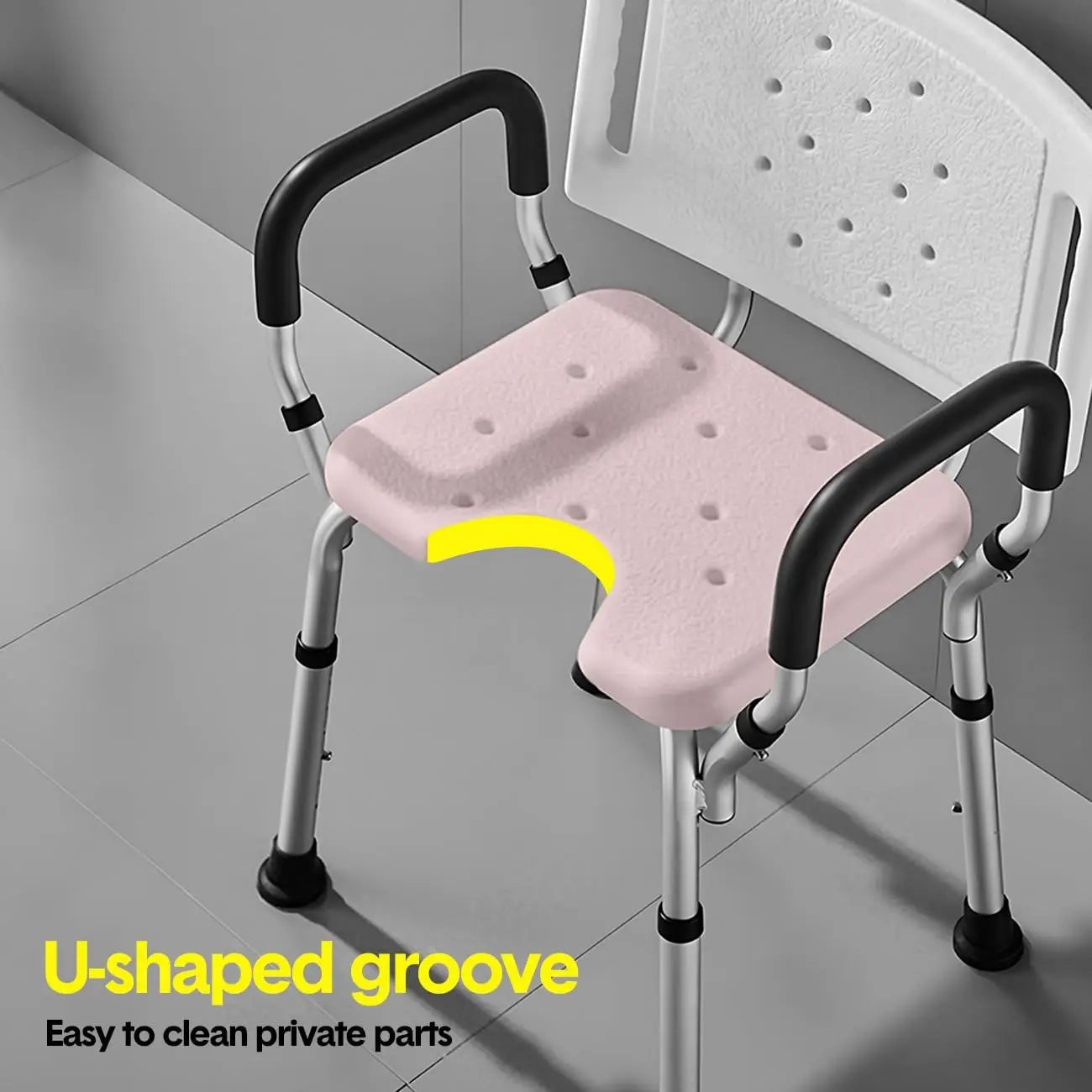 Legs Shower Chair with Back, Waterproof  Stool, Bathroom Seat Sturdy Shower Stool for Elderly Pregnant Seniors