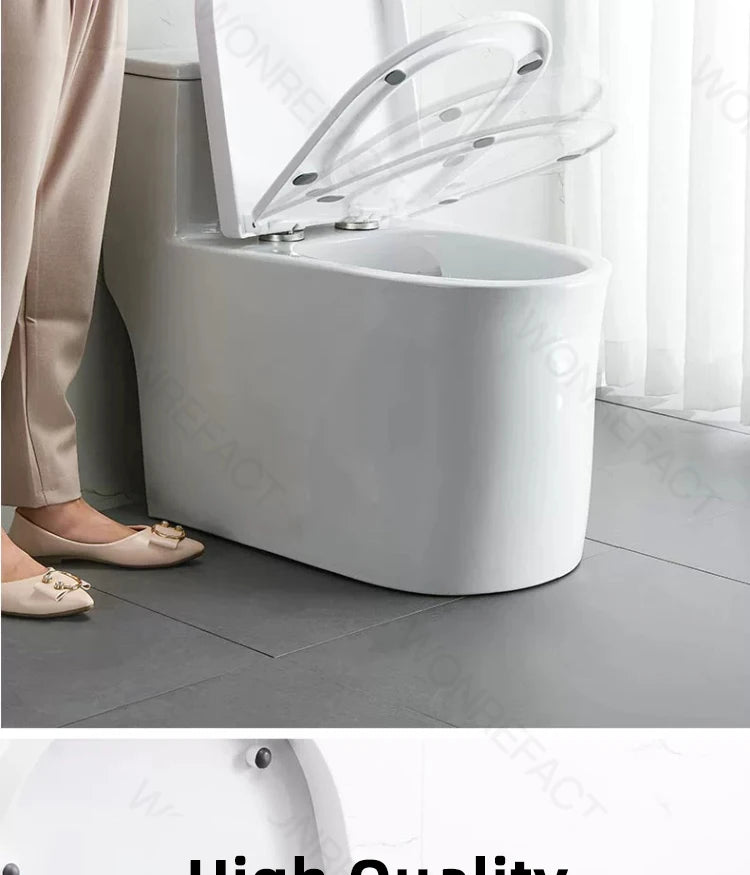 Bathroom Toilet Lid Easy Installation Widened Arc Toilet Lid Round Toilet Seat Elongated Oval Seat Silent Closed Seat(White)