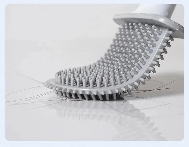 1Pcs Wall-mounted Soft Silicone Drain Toilet Brush With No Dead Ends Removable Handle To Save Space Toilet Cleaning Brush