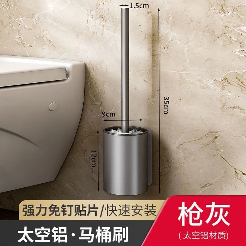 Space Aluminum Toilet Brush No Dead Angle Cleaning Wall Hanging Perforation-free Toilet Brush Escobilla Wc Toilet Cleaner Home
