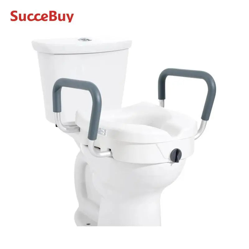 SucceBuy Raised Toilet Seat 5" Height Raised 350 lbs Weight Capacity Round and Elongated Toilet Twist Lock Installation Elderly