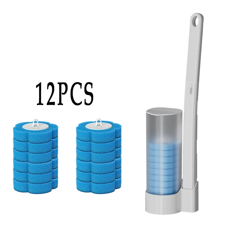 Disposable Toilet Brush Kit Wall-Mounted Bathroom Long Handle Cleaning Tool with Toilet Brush Refill  Accessories Cleaning