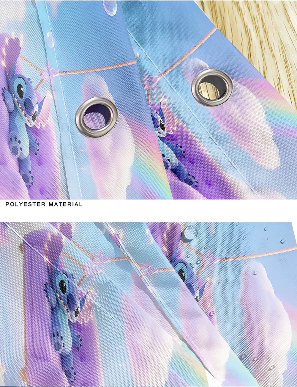 MINISO Cartoon Home Bathroom Set, Non Slip Floor Mats, U-shaped Mats, Toilet Seat Pads, Waterproof Shower Curtains with Hooks