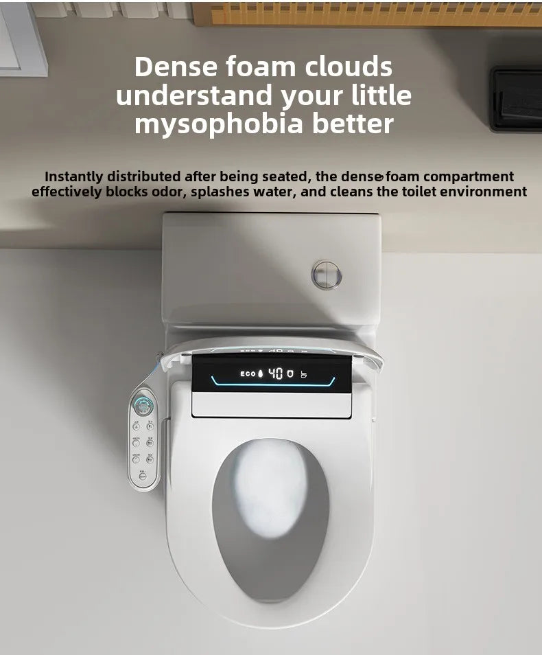 Smart Toilet Seat Cover with Instant Heating, Multi-function Wash, Foam Shield, Electric Bidet Lid for Household Bathroom