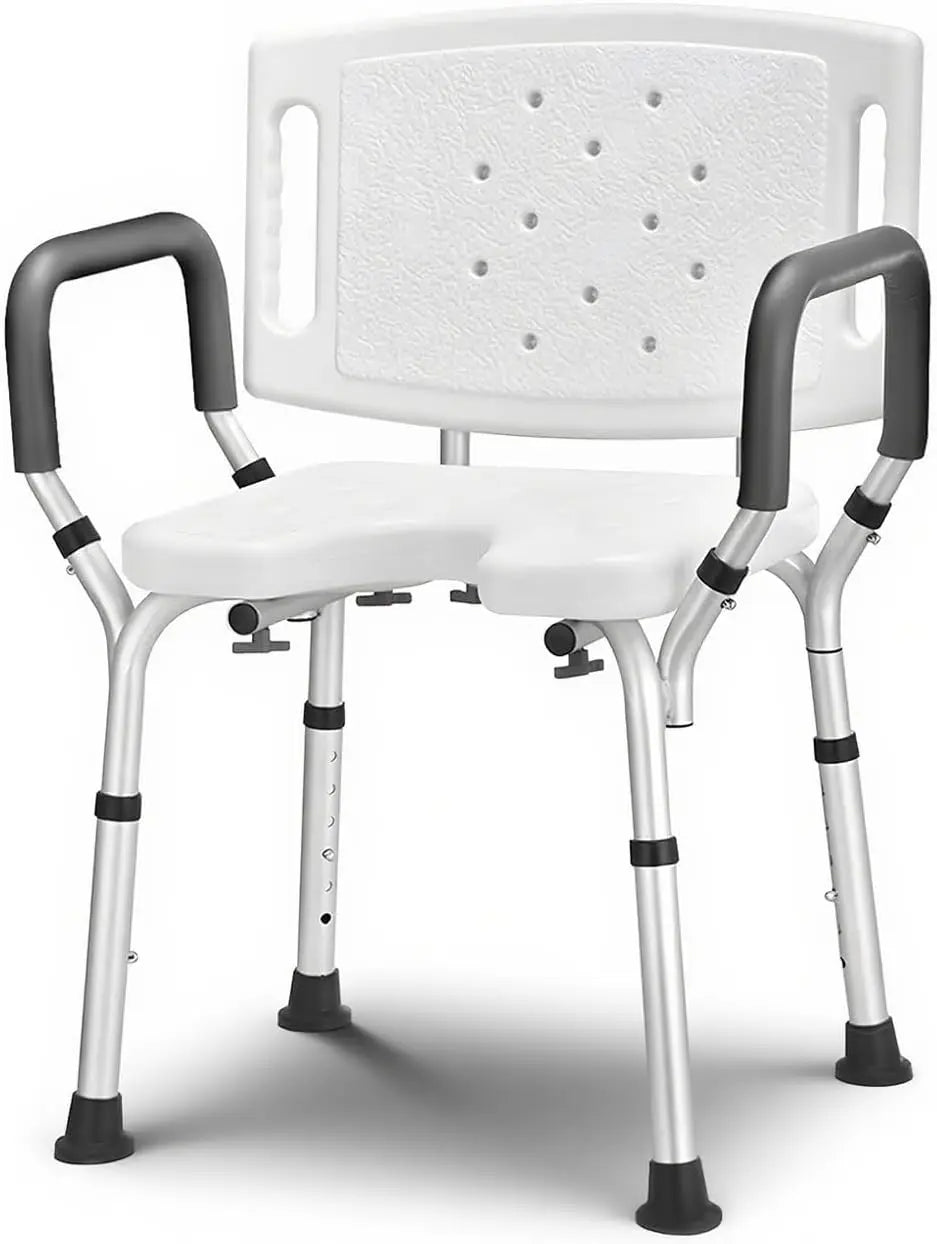 Legs Shower Chair with Back, Waterproof  Stool, Bathroom Seat Sturdy Shower Stool for Elderly Pregnant Seniors