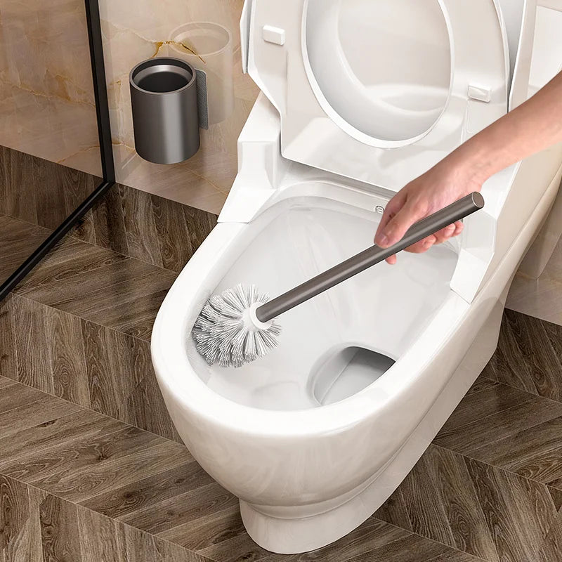 Space Aluminum Toilet Brush No Dead Angle Cleaning Wall Hanging Perforation-free Toilet Brush Escobilla Wc Toilet Cleaner Home