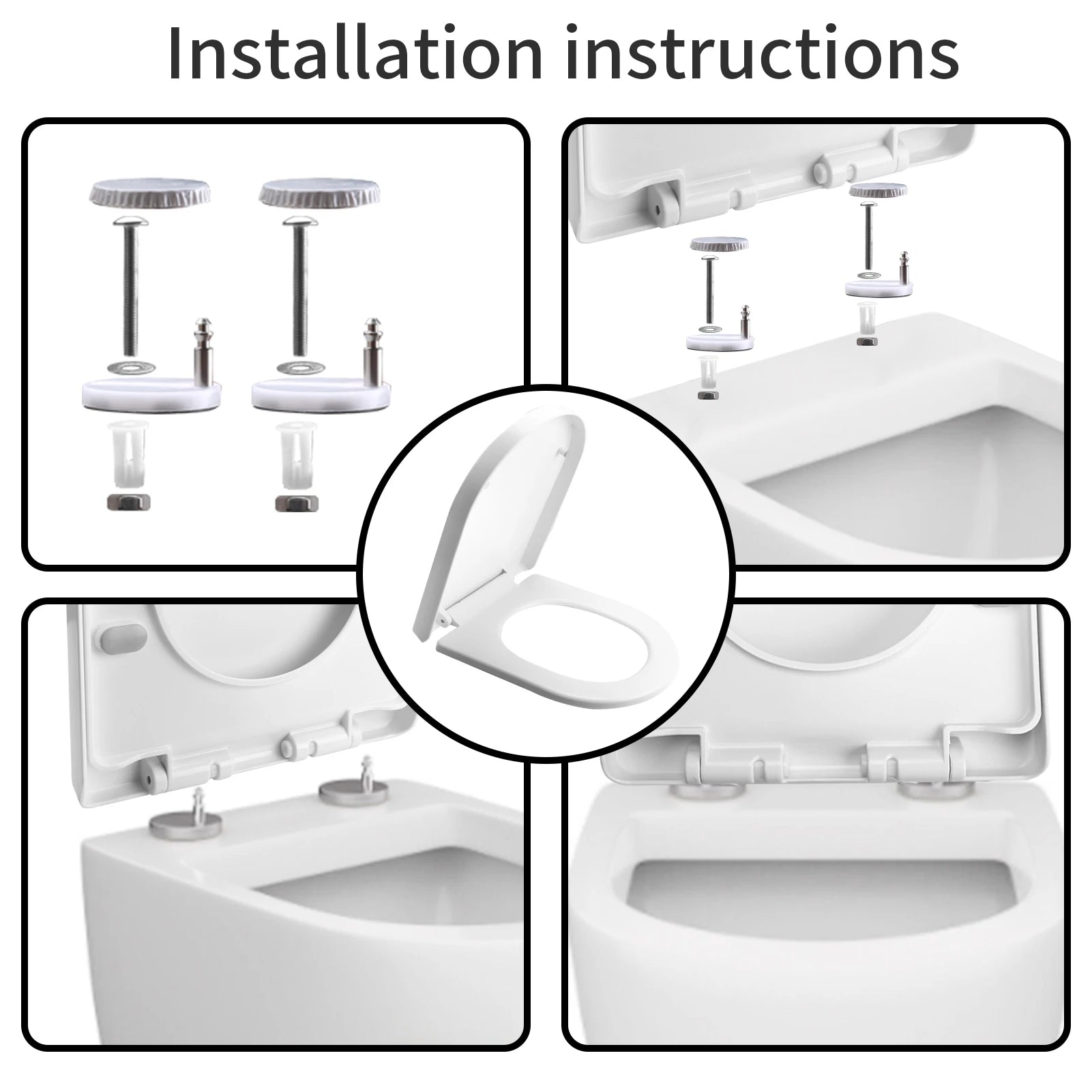 White Toilet Seat Soft Close Soft Close PP Toilet Seat Bottom and Top Fixing Quick Release for Easy Clean Sturdy Anti-Bacterial