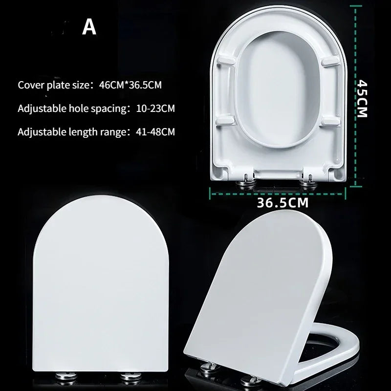 Resin Toilet Seat Cover Universal Old Thickened U-shaped Slow-Close    Smart