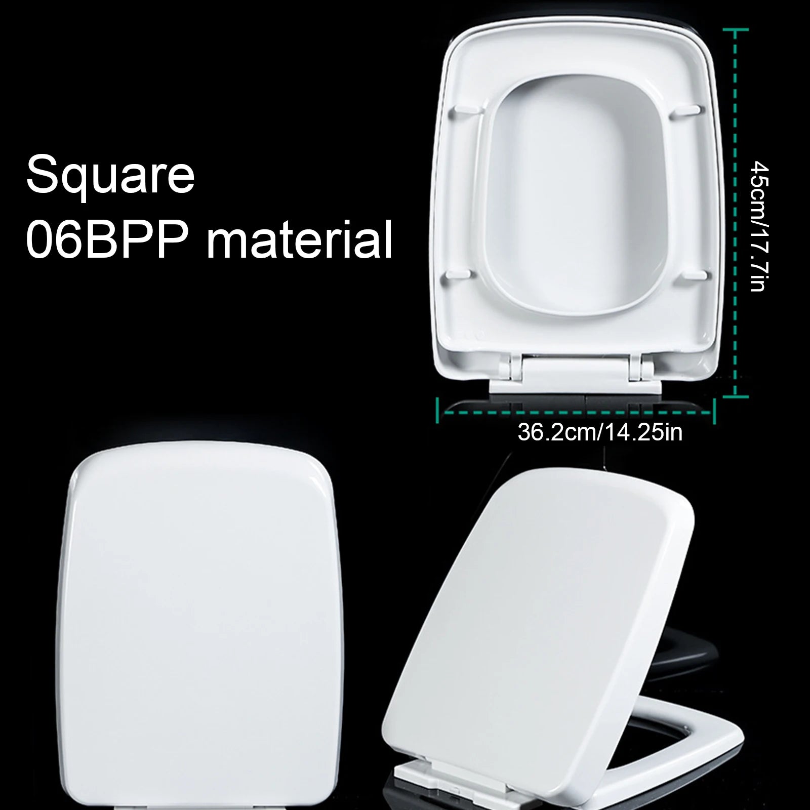 Square Toilet Seat Soft Close White, Soft Close Toilet Seat-Top Fixing, Quick Realease Toilet Seat for Easy Cleaning