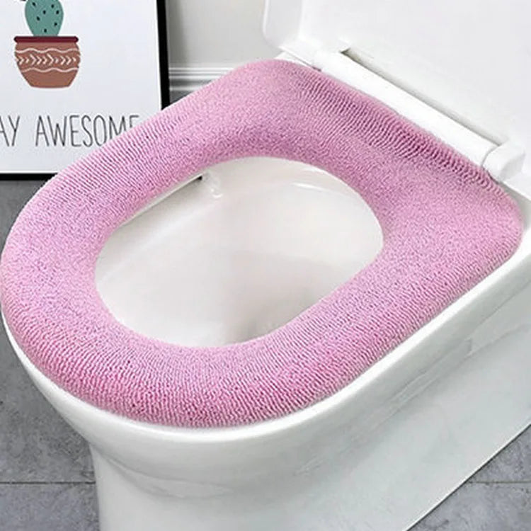 Winter Warm Toilet Seat Cover Mat Bathroom Toilet Pad Cushion with Handle Thicker Soft Washable Closestool Warmer Accessories