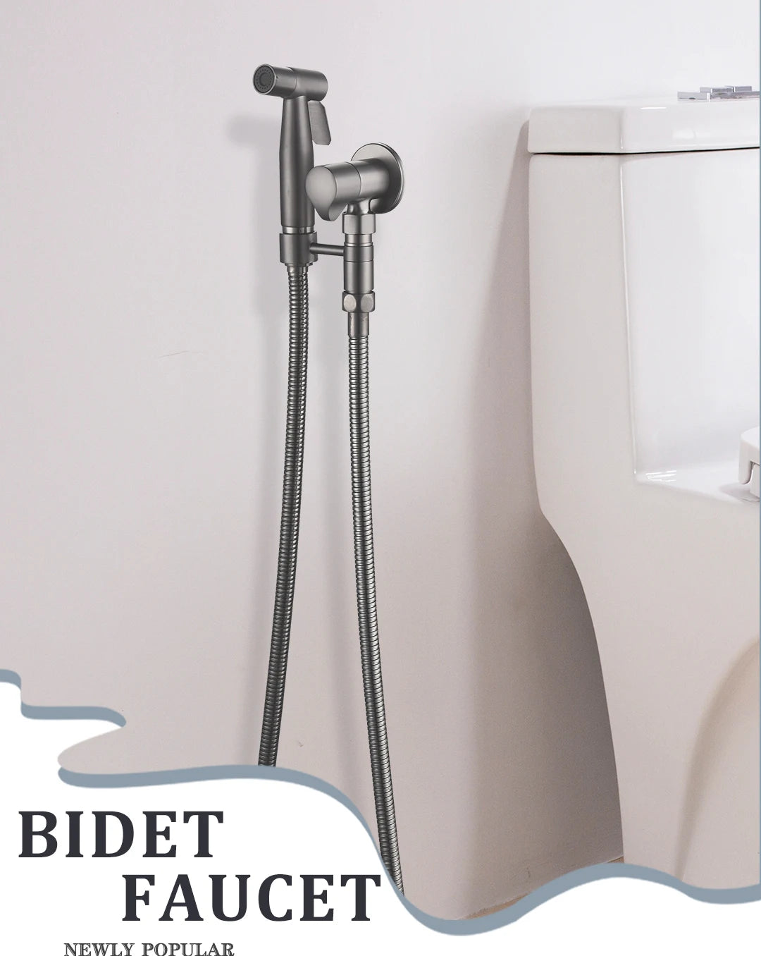 Brushed Gold Handheld Toilet Seat Bathtub Sprayer Stainless Steel Shower Handheld Spray Gun Wall-Mounted Bathroom Accessories