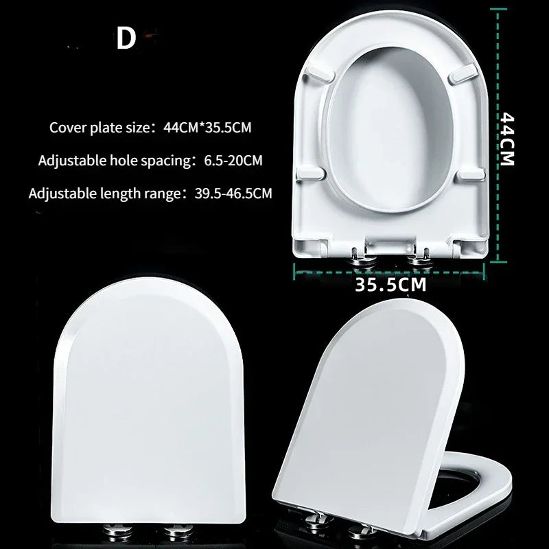 Resin Toilet Seat Cover Universal Old Thickened U-shaped Slow-Close    Smart