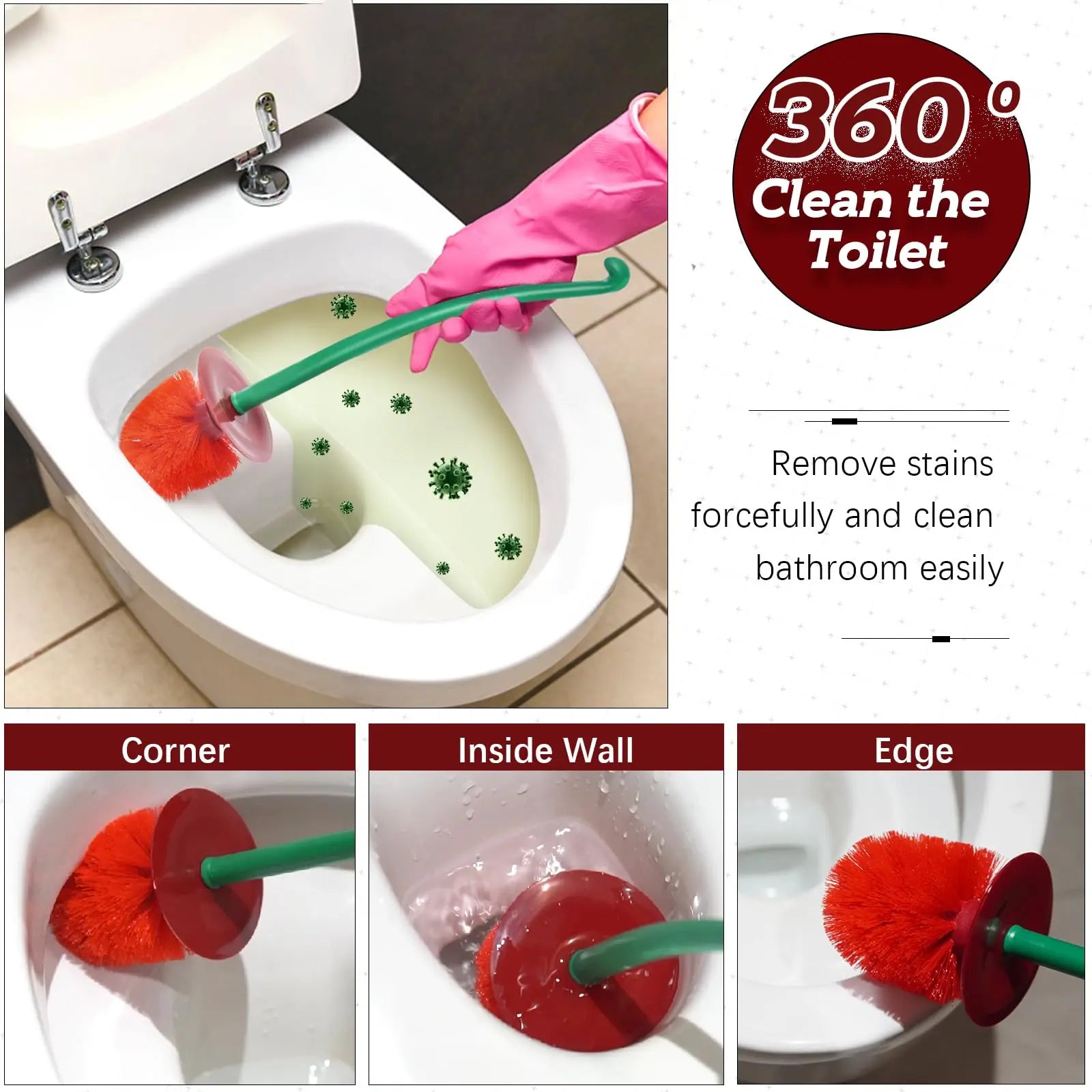 Hot Toilet Brushes, Toilet Holders, Bathroom Accessories, Creative and Cute Cherry Shaped Toilet Brush Holder Set Cleaning Tool